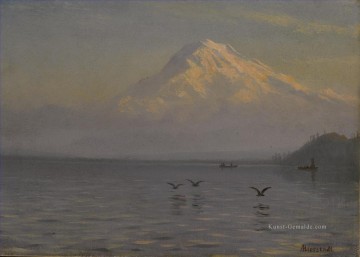 BLICK VON MOUNT RAINIER MIT FISHERMEN Amerikaner Albert Bierstadt Ölgemälde